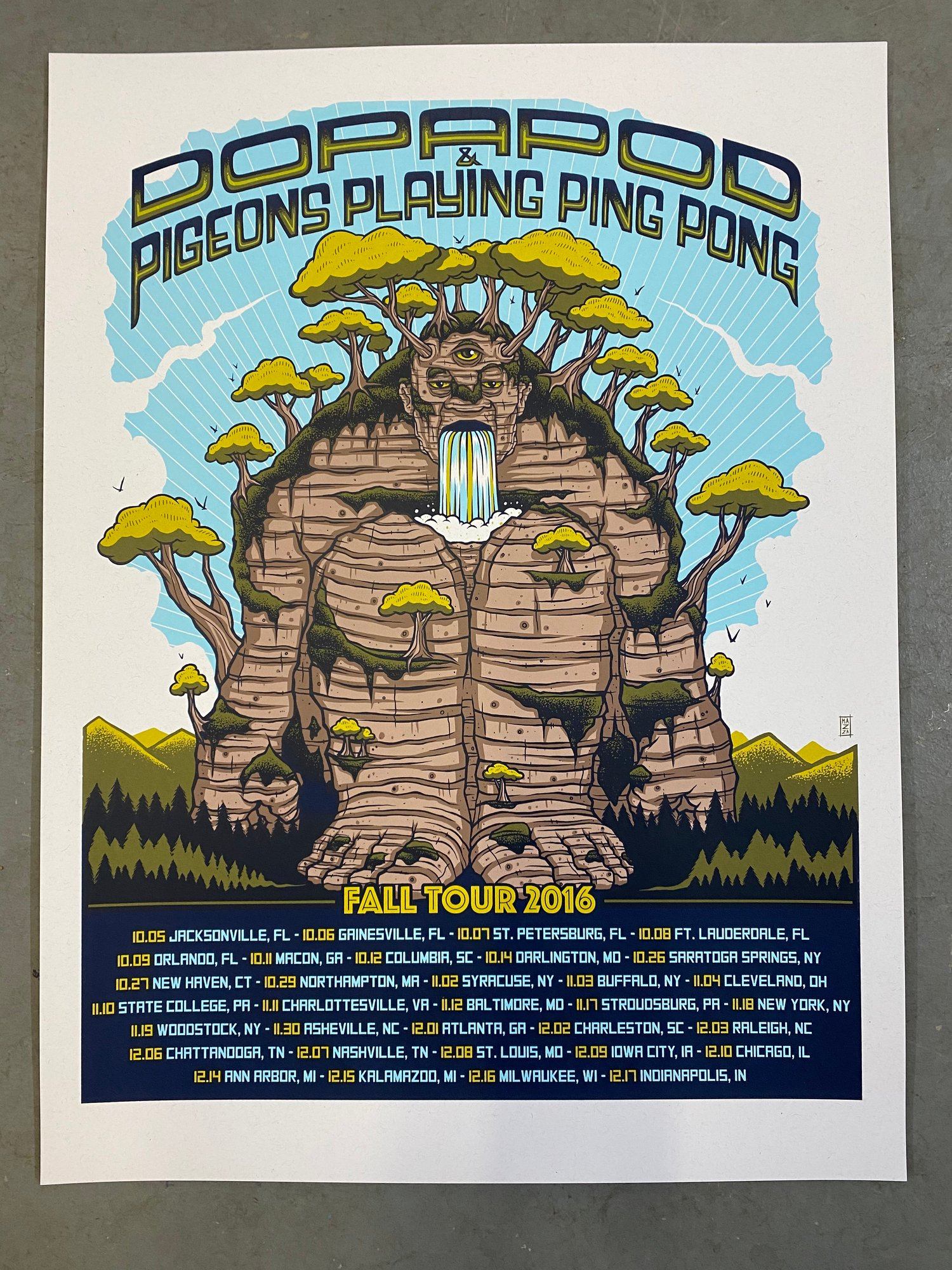 Pigeons Playing Ping Pong poster by Jim Mazza