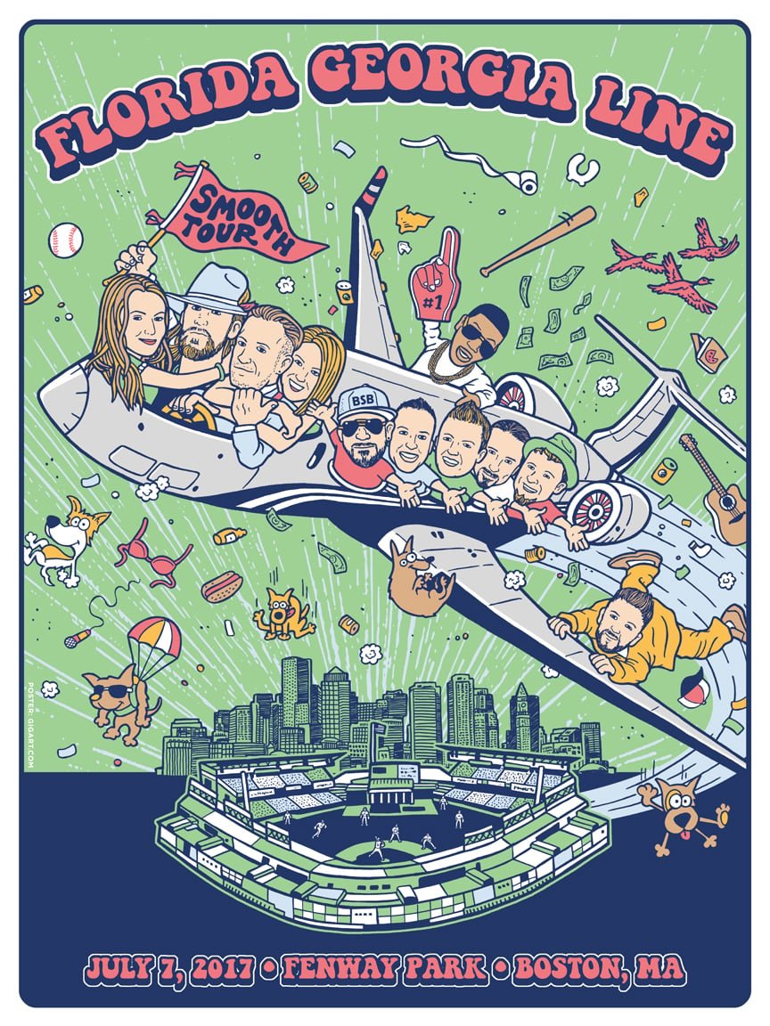 Florida Georgia Line Fenway poster by GIGART