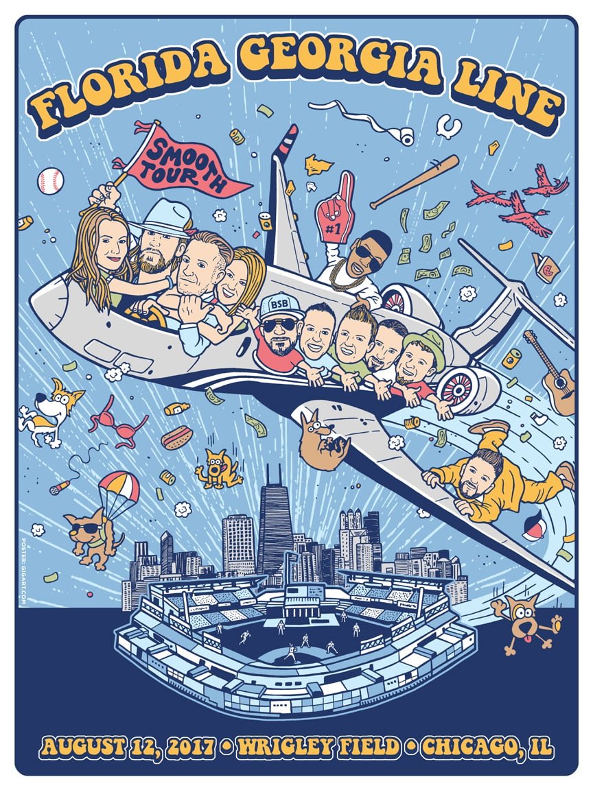 Florida Georgia Line Wrigley Field Chicago poster by GIGART
