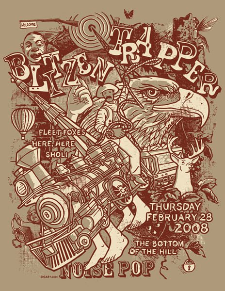 Blitzen Trapper, Fleet Foxes Noise Pop poster by GIGART