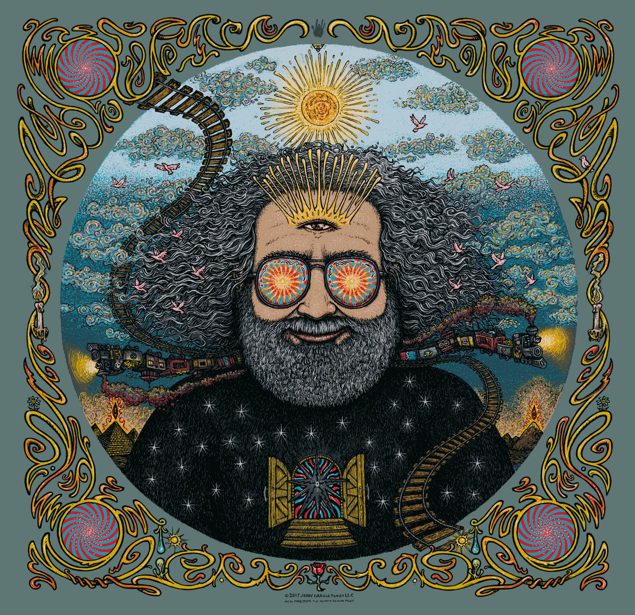 Jerry Garcia Bicycle Day 2017 poster by Marq Spusta