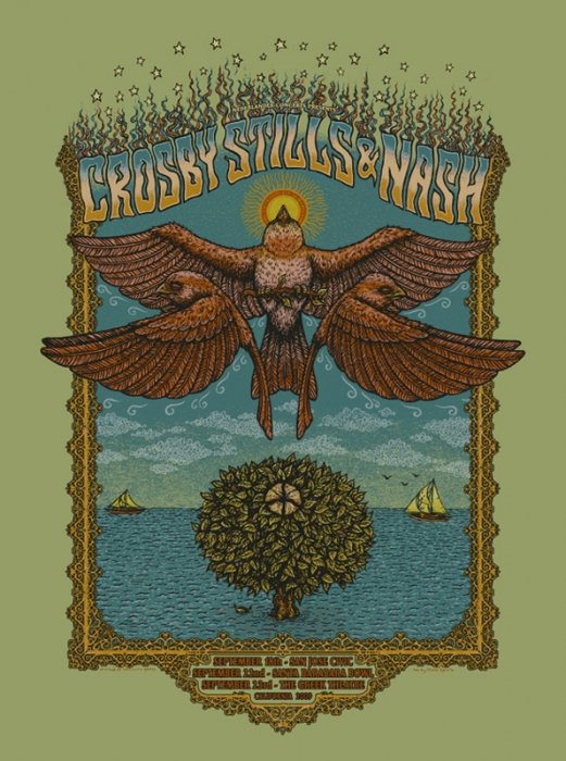 Crosby Stills & Nash poster by Marq Spusta