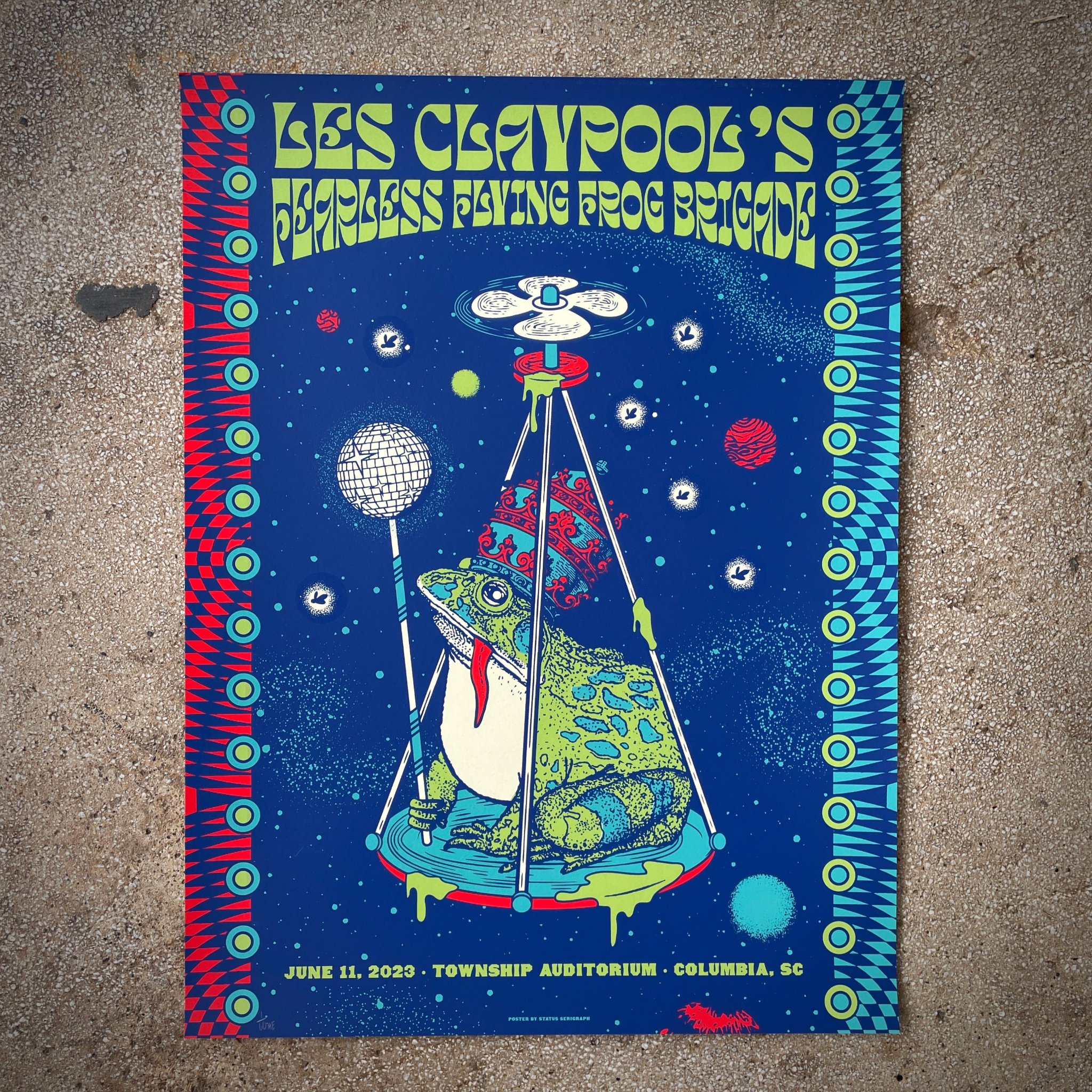 Les Claypool's Fearless Flying Frog Brigade poster by Status Serigraph