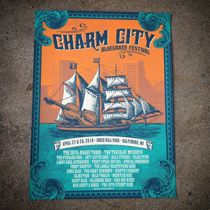 Charm City Bluegrass poster by Status Serigraph