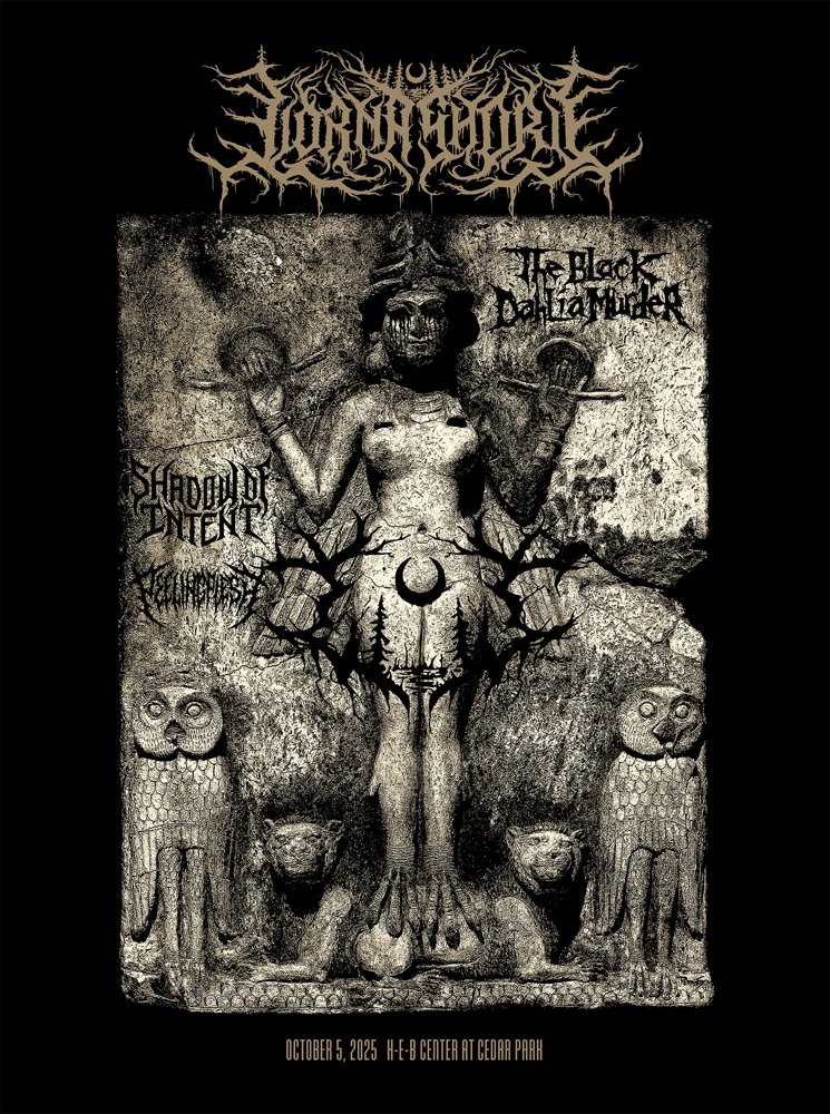Lorna Shore, The Black Dahlia Murder, Shadow of Intent and Peeling Flesh, Austin poster by Billy Perkins