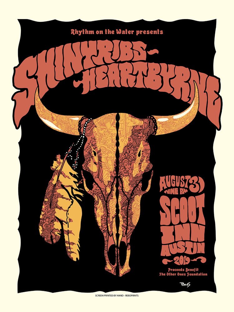Shinyribs, Heartbyrne poster by Billy Perkins