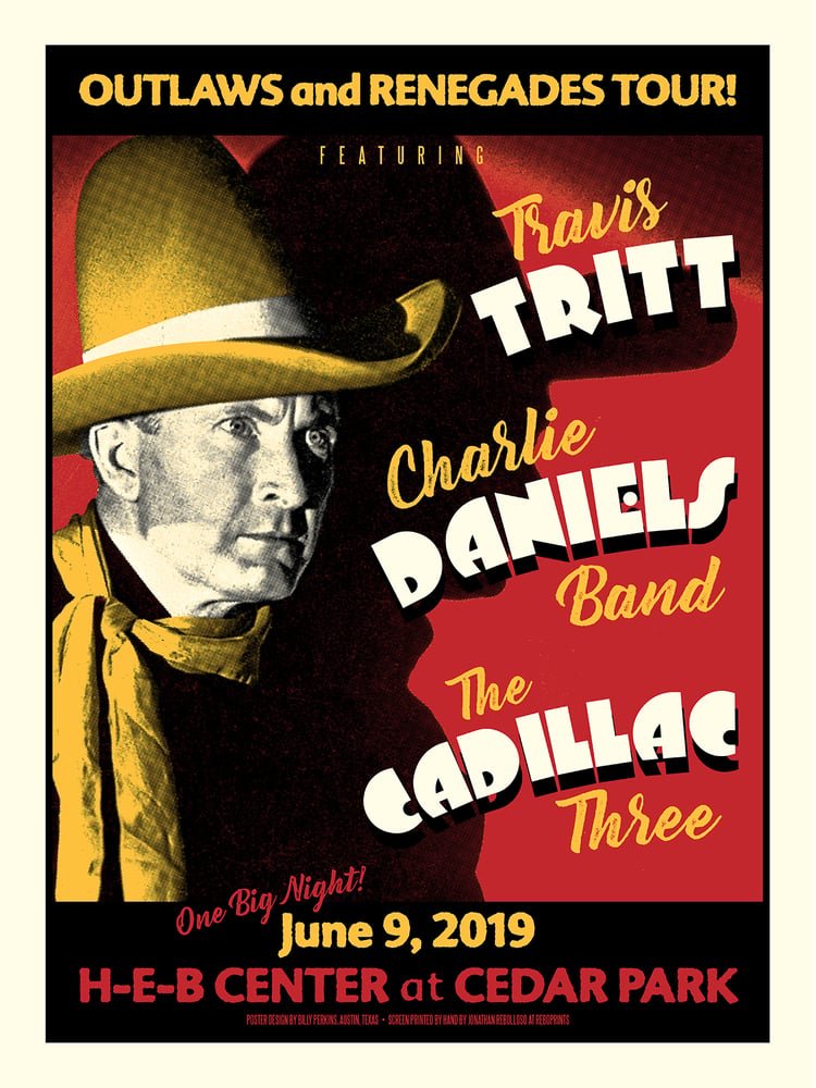 Travis Tritt, Charlie Daniels Band, Cadillac Three poster by Billy Perkins