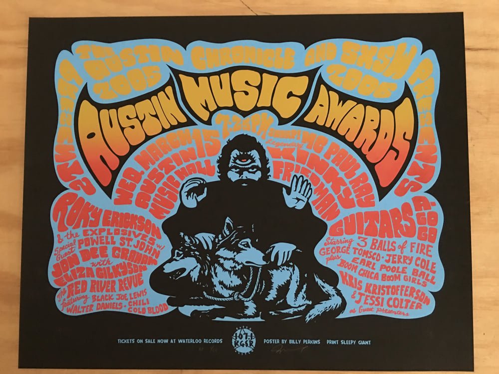 Austin Music Awards feat. Roky Erickson poster by Billy Perkins