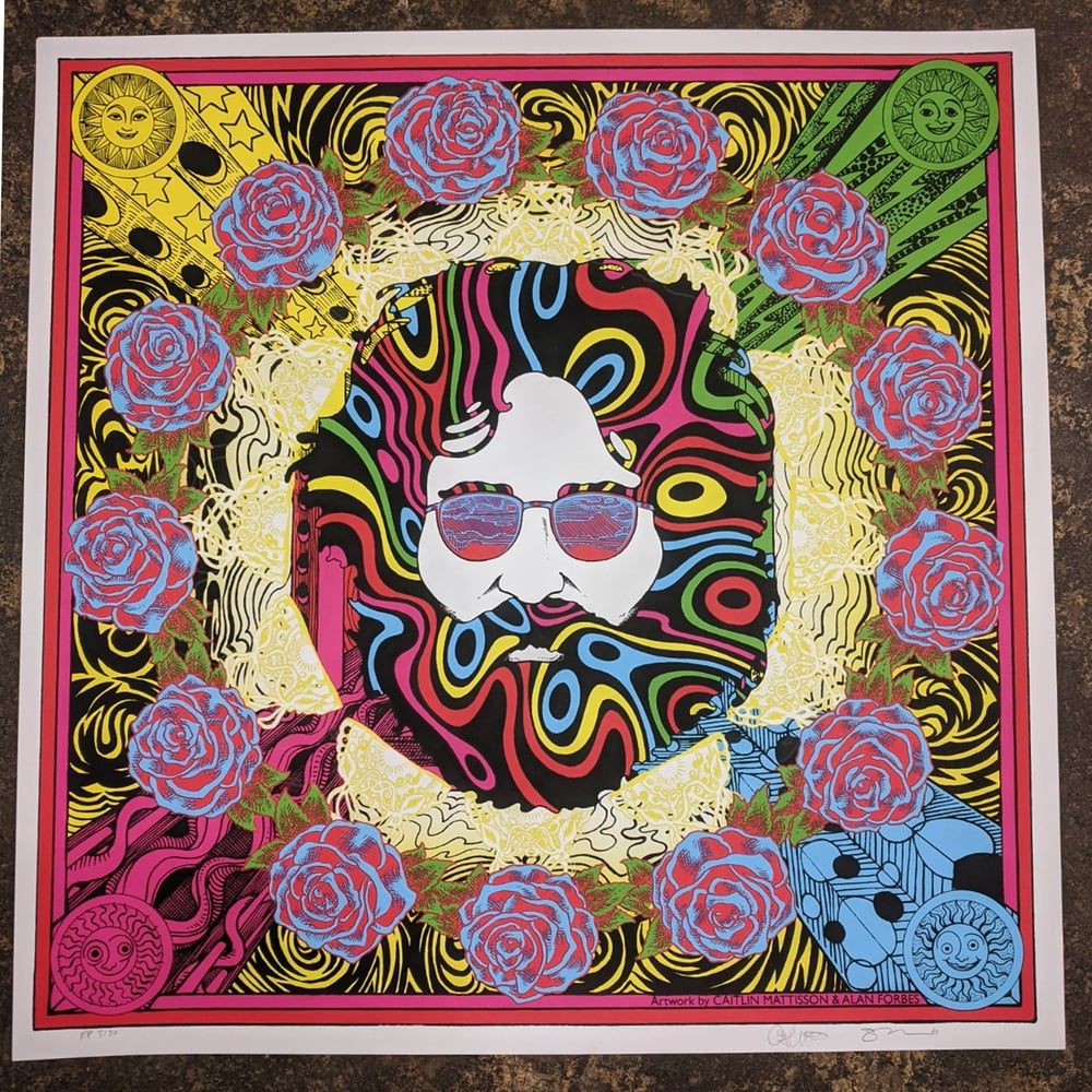 Jerry Garcia Bicycle Day poster by Caitlin Mattisson