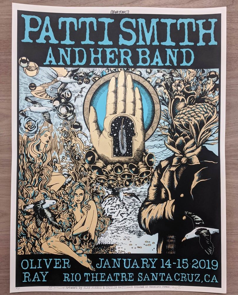 Patti Smith and Her Band. Artwork by Caitlin Mattisson & Alan Forbes poster by Caitlin Mattisson