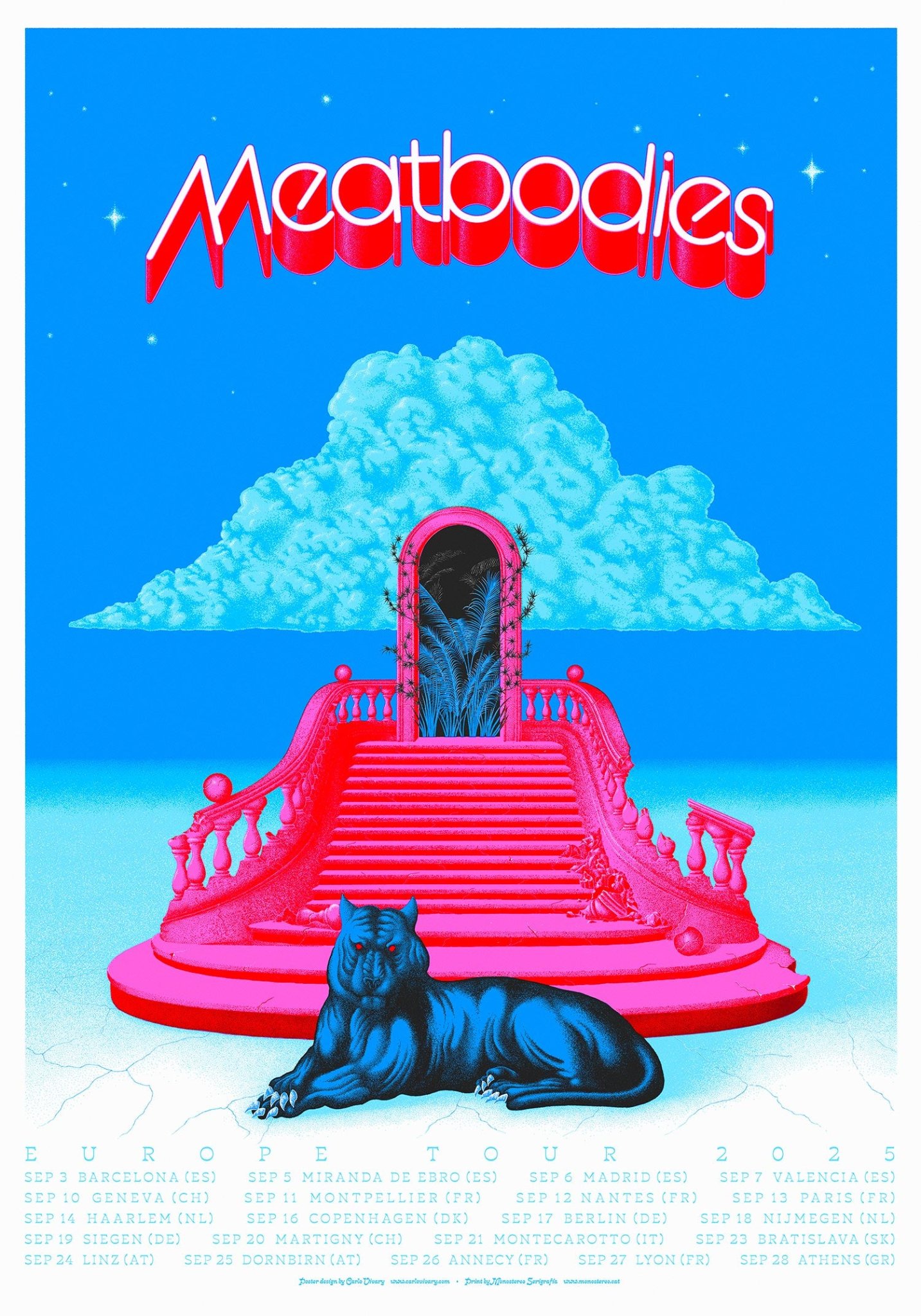 Meatbodies Europe poster by Carlo Vivary