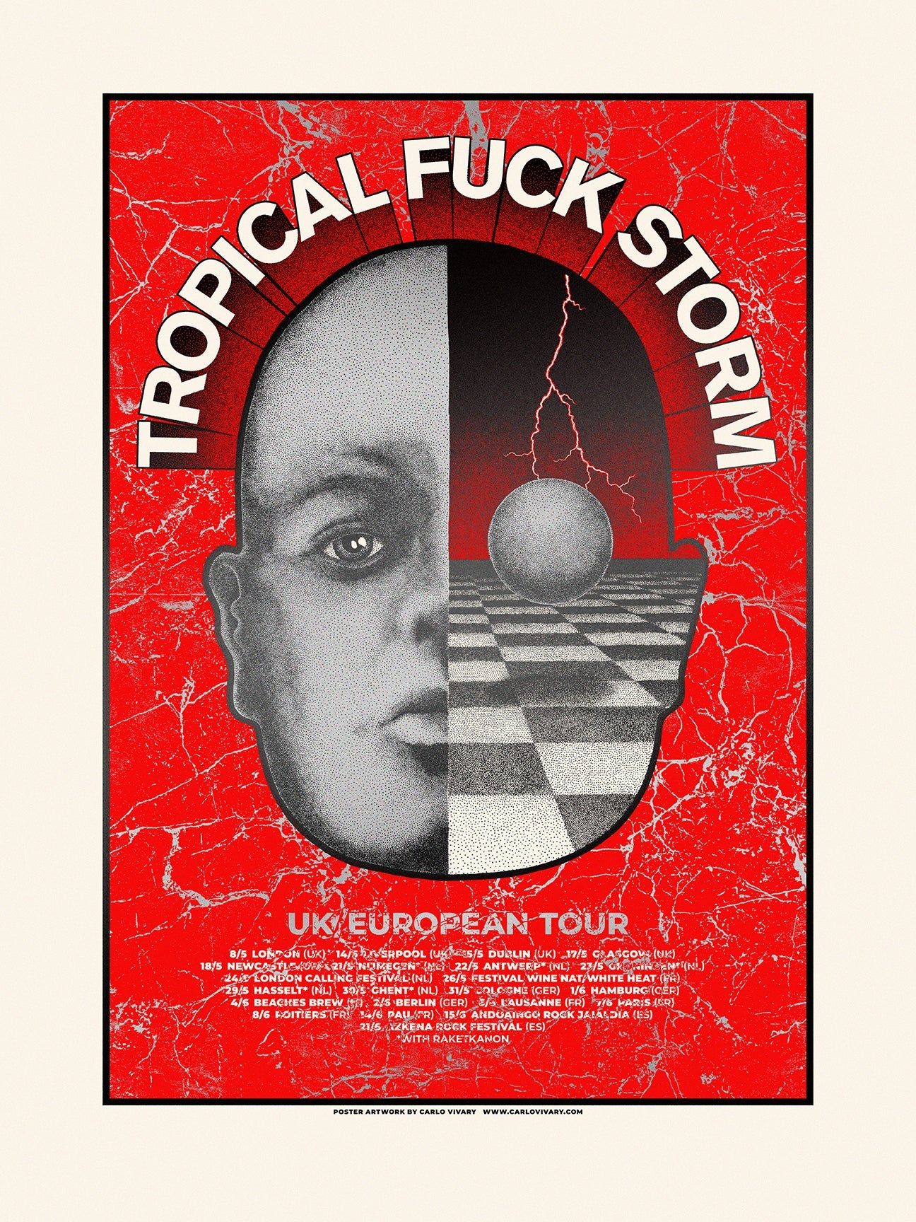 Tropical Fuck Storm / Europe poster by Carlo Vivary