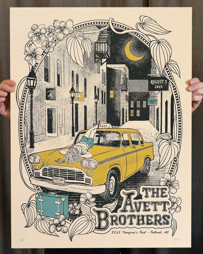 The Avett Brothers 8.5.25 in Portland poster by Carolyn Adkins