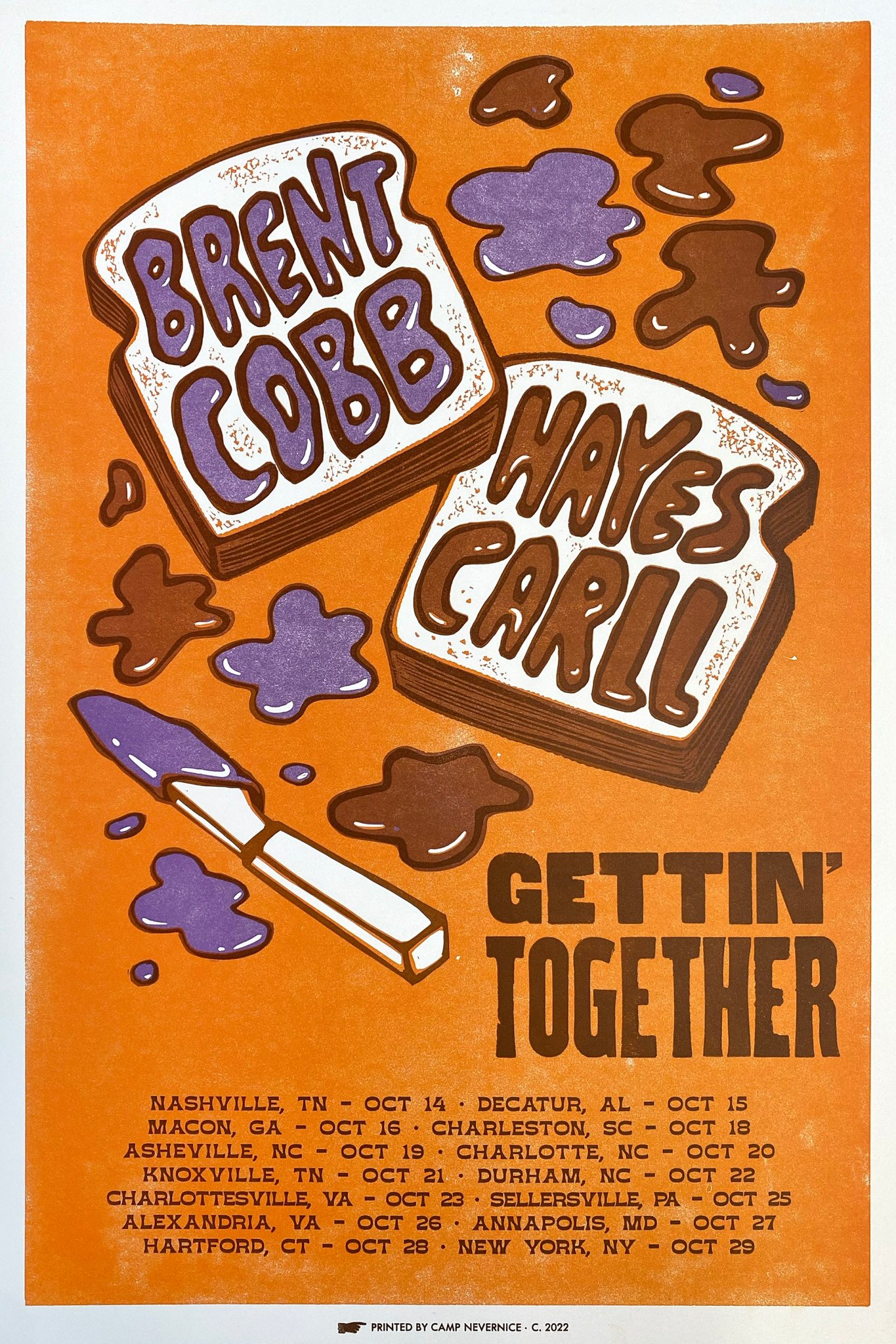 Brent Cobb and Hayes Carll poster by Camp Nevernice