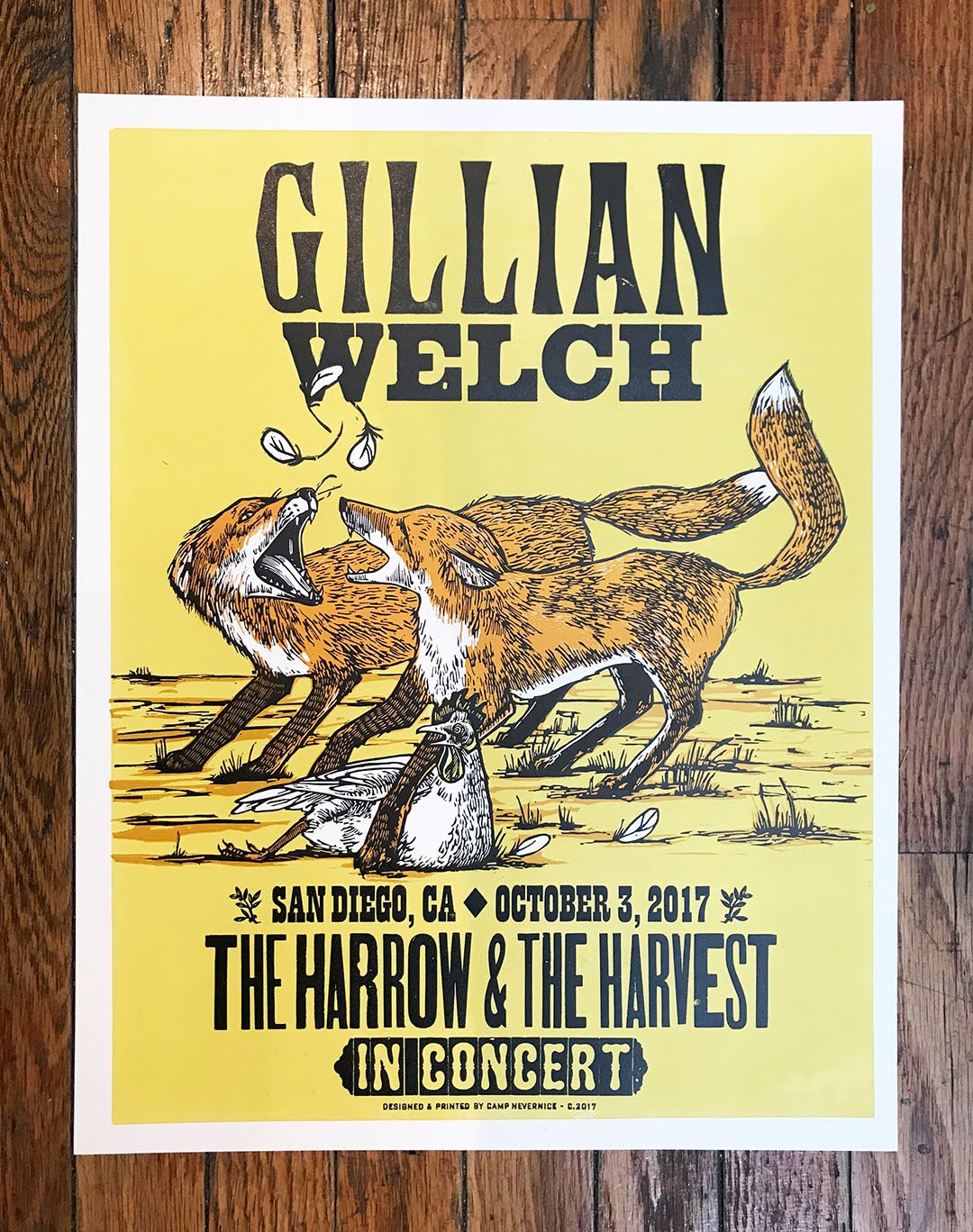 Gillian Welch, The Harrow and the Harvest poster by Camp Nevernice