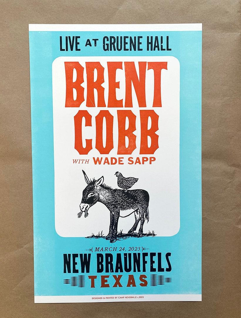 Brent Cobb in New Braunfels poster by Camp Nevernice