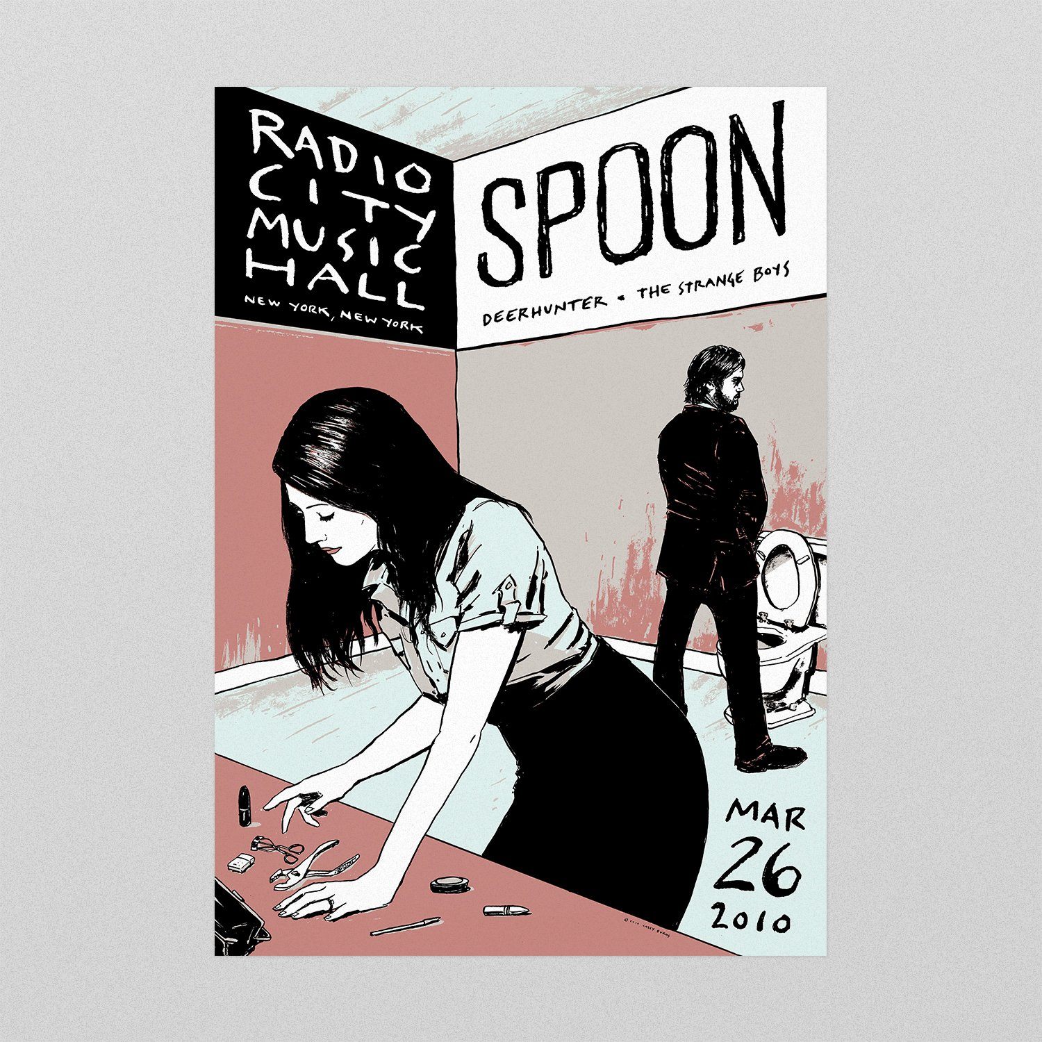 Spoon / Deerhunter / The Strange Boys poster by Casey Burns