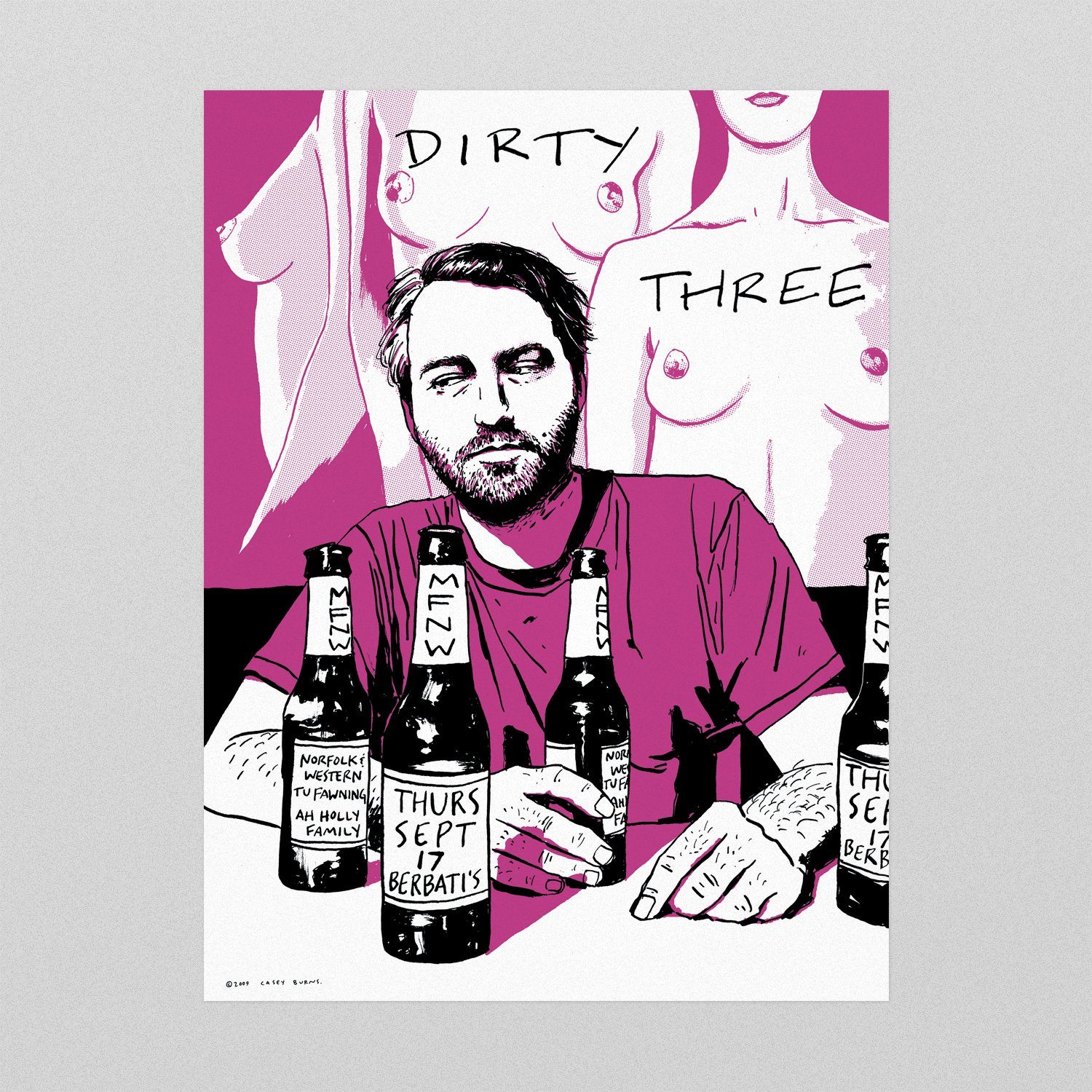 Dirty Three / Tu Fawning / Norfolk and Western / Ah Holly Family poster by Casey Burns